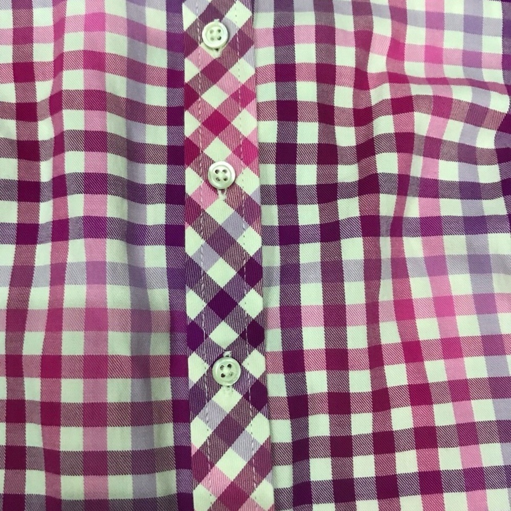 Talbots Pink Purple and White Checkered Button Down Shirt size small - Picture 4 of 12